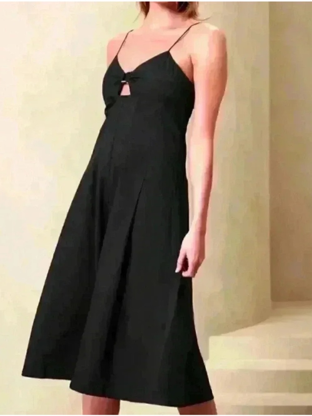 NEW Banana Republic Black Bandeau Midi Dress Pleated 100% Cotton Sz 4 NWT